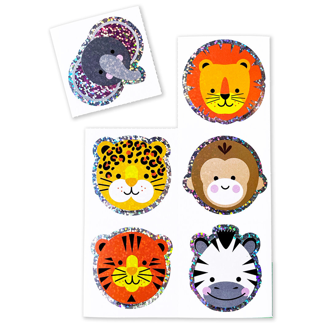 Kipp Brothers Sparkle Stickers (Wild Animal) Sheet Pack - 102 Stickers